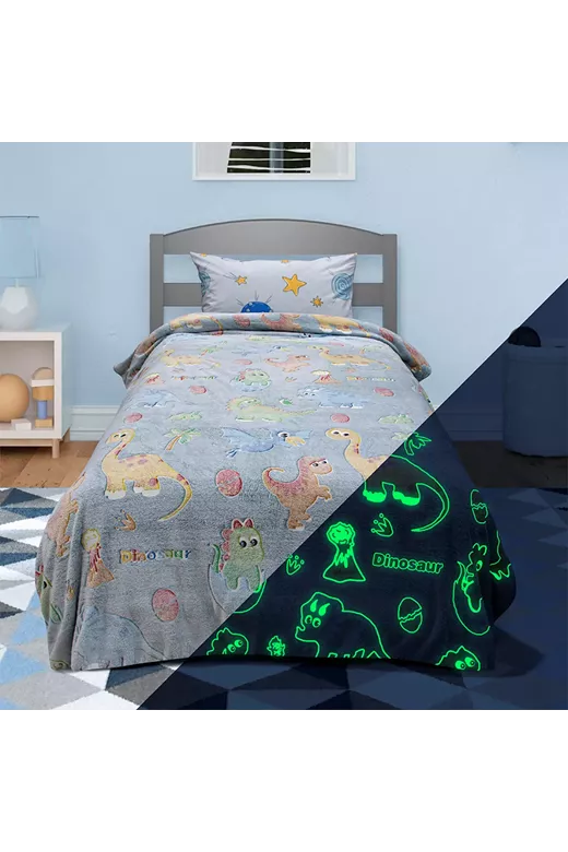 LINO ΚΟΥΒΕΡΤΑ FLEECE ΦΩΣΦΟΡΙΖΕ VOLCANO GREY-CIEL 160X220