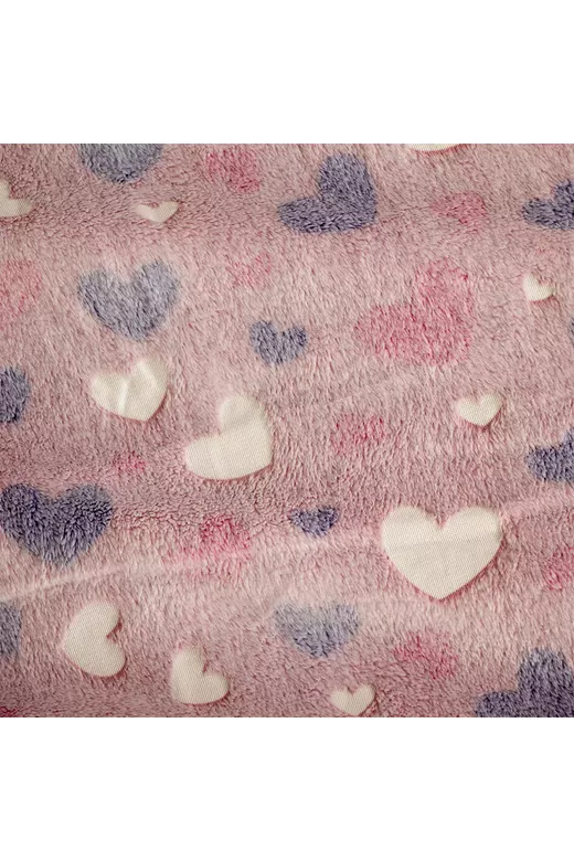 LINO ΚΟΥΒΕΡΤΑ FLEECE ΦΩΣΦΟΡΙΖΕ HERZ PINK 160X220