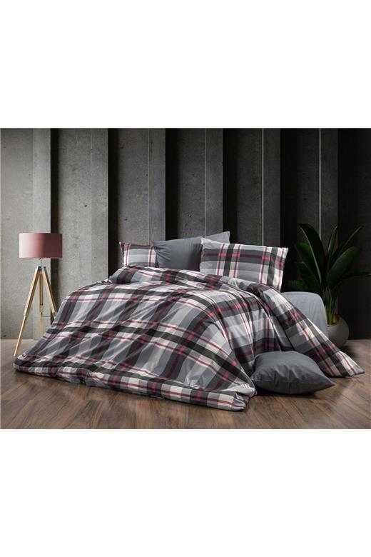 Σεντόνια Εμπριμέ Σετ 4 τεμ Εκάβη 424 220X240 Grey-Bordeaux 70/30 Cott/Pol