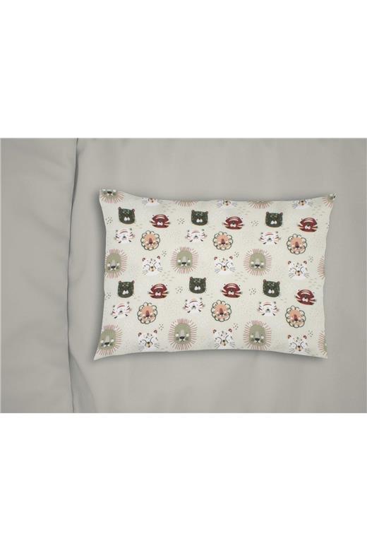 Μαξιλαροθήκη Εμπριμέ kids Big Cats 27 50X70 Light Olive 100% Cotton