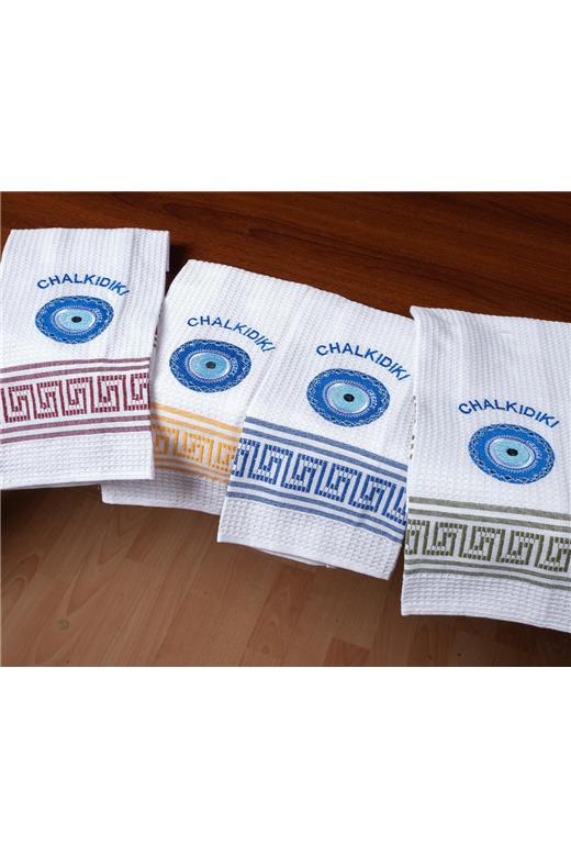 Σετ 12 τεμαχίων ποτηρόπανα (45cm x 65cm) μάτι CHALKIDIKI