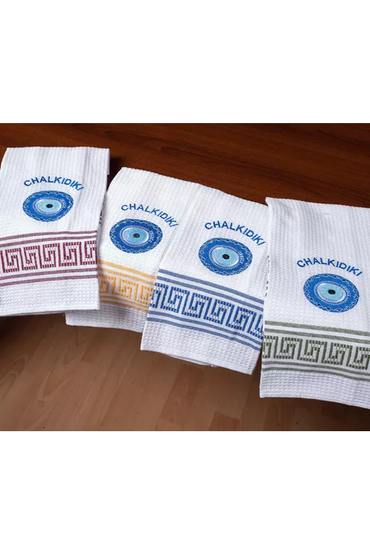 Σετ 12 τεμαχίων ποτηρόπανα (45cm x 65cm) μάτι CHALKIDIKI