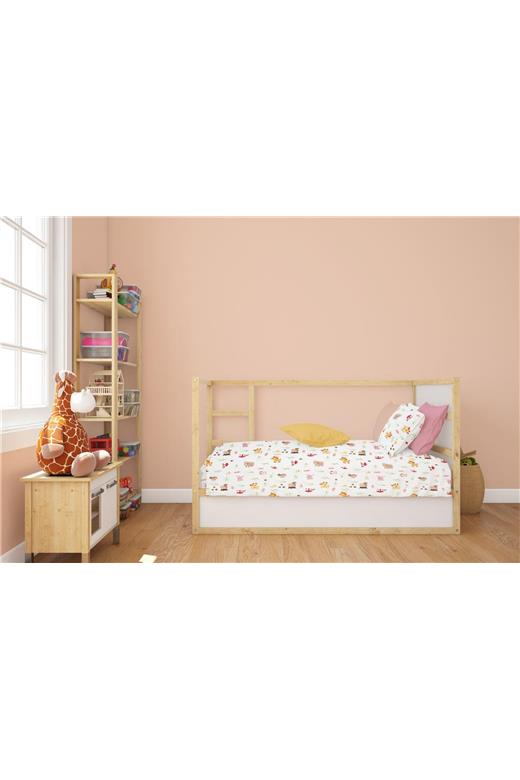 Κατωσέντονο Με Λάστιχο bebe Forest Animals 571 0,70X1,40X0,15 White-Pink 100% Cotton