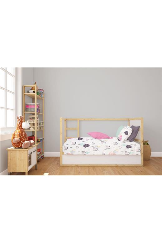 Κατωσέντονο Με Λάστιχο bebe Rainbow 575 0,70X1,40X0,15 White-Pink 100% Cotton
