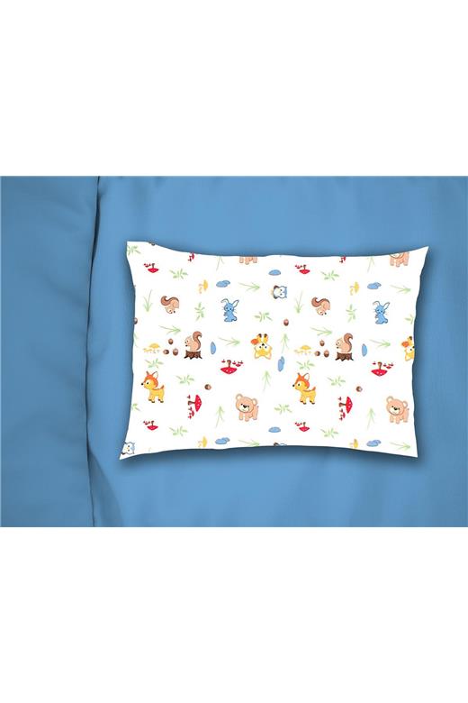 Μαξιλαροθήκη Εμπριμέ kids Forest Animals 570 50X70 White-Sky Blue 100% Cotton