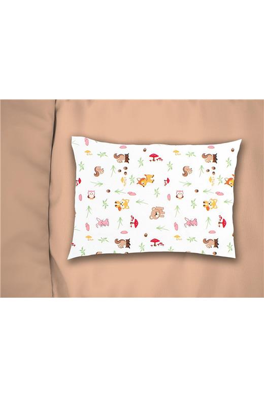 Μαξιλαροθήκη Εμπριμέ kids Forest Animals 571 50X70 White-Pink 100% Cotton