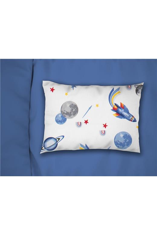 Μαξιλαροθήκη Εμπριμέ kids Space Mission 184 50X70 White-Blue 100% Cotton