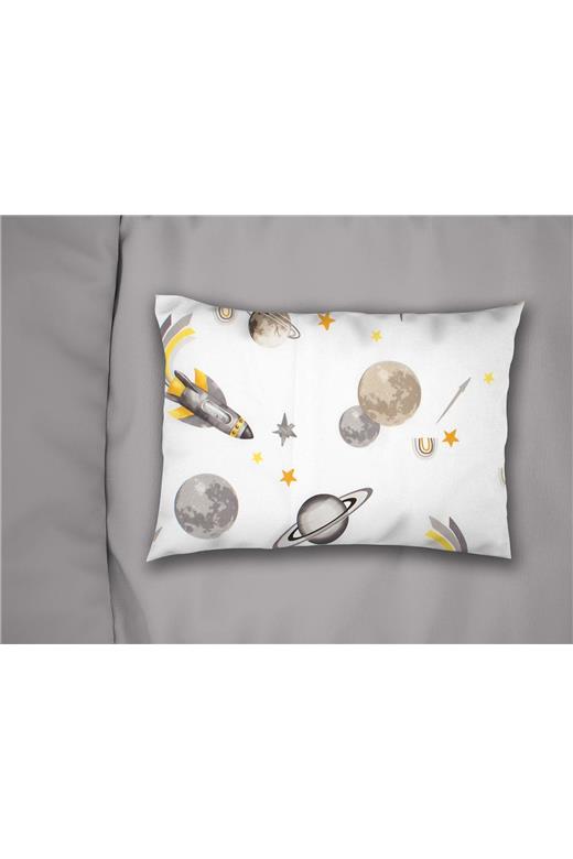 Μαξιλαροθήκη Εμπριμέ kids Space Mission 183 50X70 White-Grey 100% Cotton