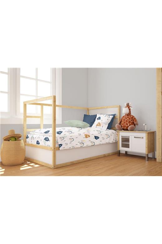 Πάπλωμα Εμπριμέ bebe Rainbow 574 120X160 White-Blue 100% Cotton