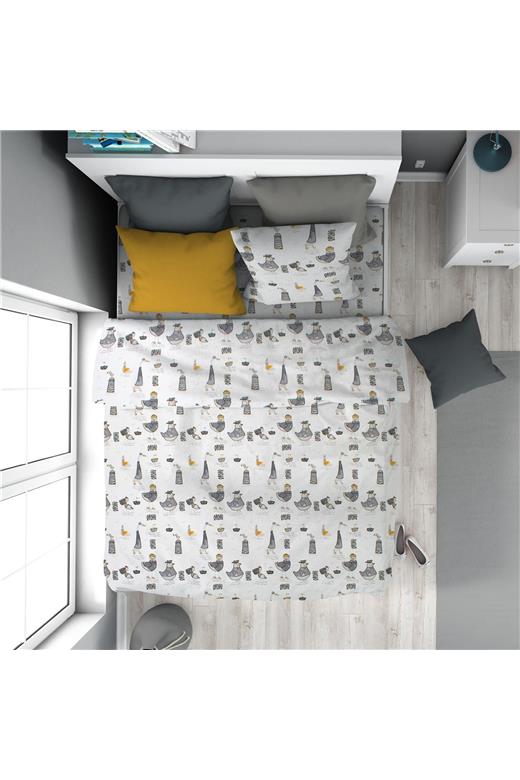 Παπλωματοθήκη Εμπριμέ kids Seabirds 578 160X240 White-Grey 100% Cotton
