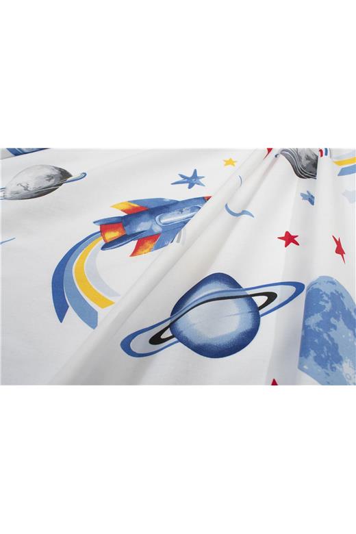 Σεντονάκι Λίκνου bebe Space Mission 184 80X110 White-Blue 100% Cotton