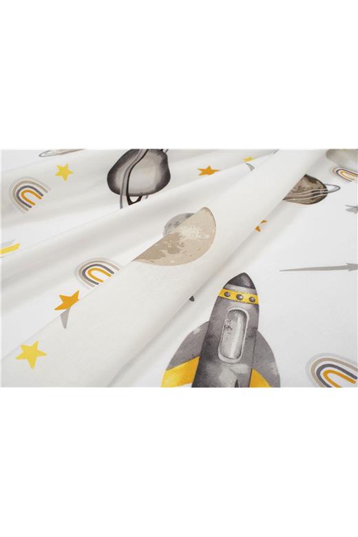 Σεντονάκι Λίκνου bebe Space Mission 183 80X110 White-Grey 100% Cotton