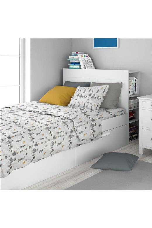 Σεντόνια Εμπριμέ Σετ 3 τεμ kids Seabirds 578 160X240 White-Grey 100% Cotton