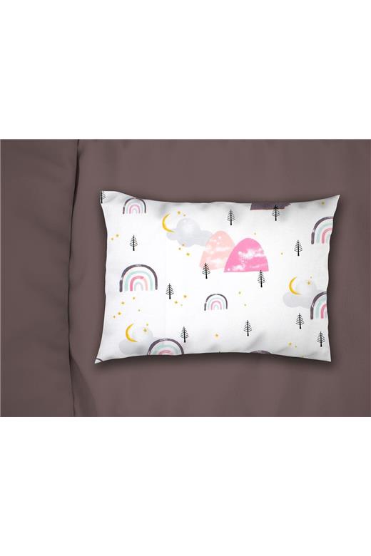 Μαξιλαροθήκη Εμπριμέ kids Rainbow 575 50X70 White-Pink 100% Cotton