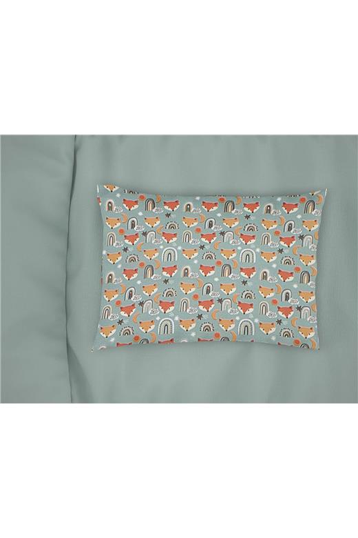 Μαξιλαροθήκη Εμπριμέ kids Fox 528 50X70 Pale Cyan 100% Cotton
