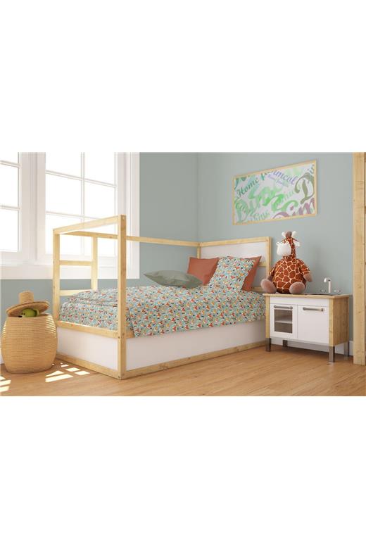 Πάπλωμα Εμπριμέ bebe Fox 528 120X160 Pale Cyan 100% Cotton