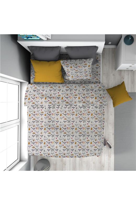 Παπλωματοθήκη Εμπριμέ kids Fox 527 160X240 Grey 100% Cotton