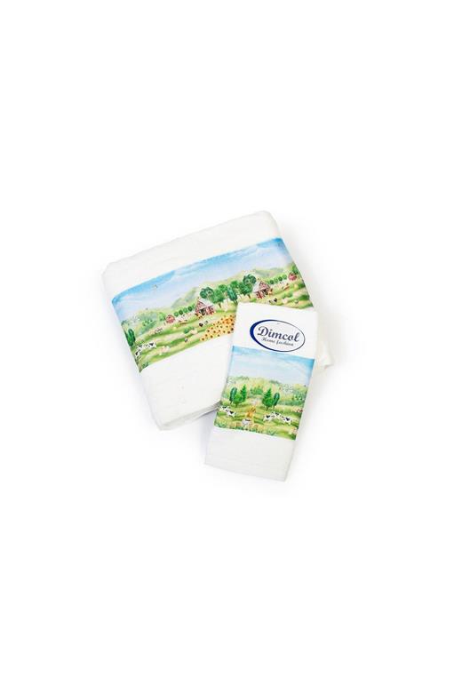 Πετσέτα Σετ 2 τεμ Με Ψηφιακή Εκτύπωση bebe Farm 340 30X50,70X140 White 100% Cotton