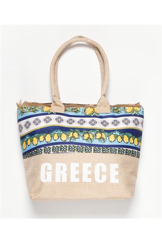 Τσάντα με χερούλι (49cm x 15cm x 34cm) λεμόνι 2 GREECE