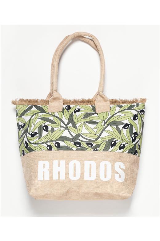 Τσάντα με χερούλι (49cm x 15cm x 34cm) ελιά RHODES