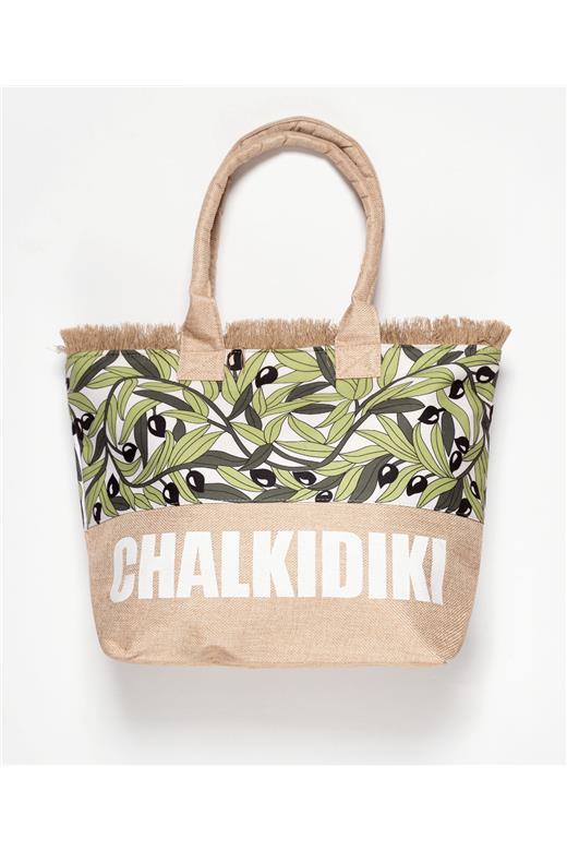 Τσάντα με χερούλι (49cm x 15cm x 34cm) ελιά CHALKIDIKI