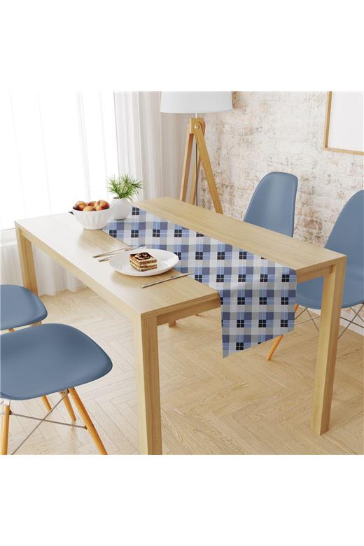Τραβέρσα Αλέκιαστη Checkered 468 40X180 Blue 70/30 Cott/Pol