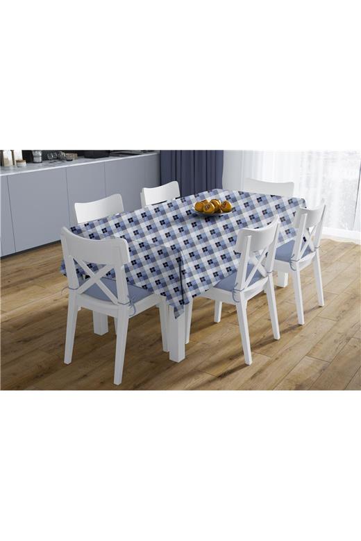 Τραπεζομάντηλο Αλέκιαστο Checkered 468 180X300 Blue 70/30 Cott/Pol