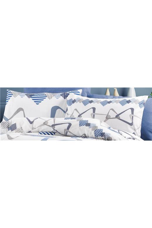 Μαξιλαροθήκη Εμπριμέ Δαρεία 489 50X70 White-Blue 70/30 Cott/Pol