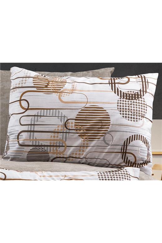 Μαξιλαροθήκη Εμπριμέ Διώνη 600 50X70 White-Mocha 70/30 Cott/Pol