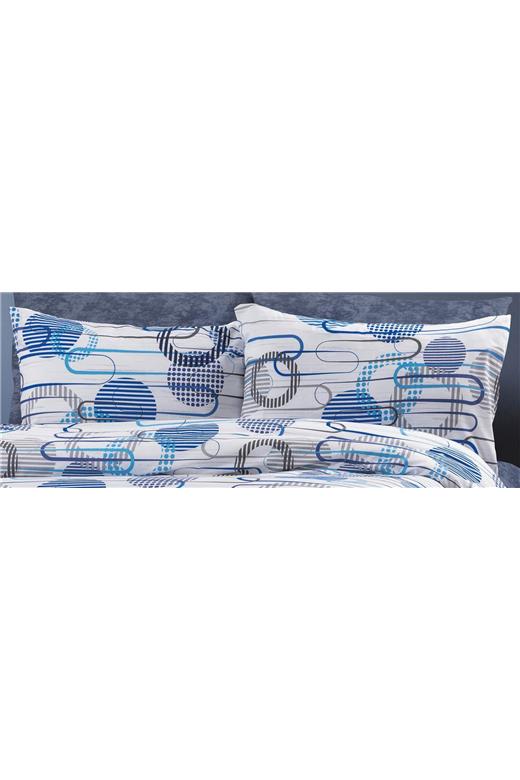 Μαξιλαροθήκη Εμπριμέ Διώνη 602 50X70 White-Blue 70/30 Cott/Pol
