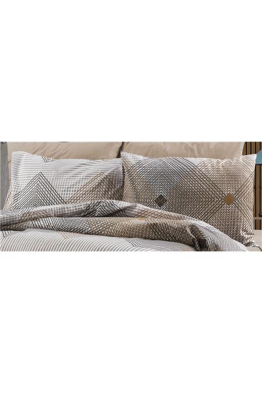Μαξιλαροθήκη Εμπριμέ Καλλιρόη 603 50X70 Grey-Mocha 70/30 Cott/Pol