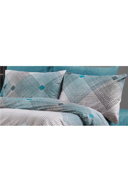 Μαξιλαροθήκη Εμπριμέ Καλλιρόη 605 50X70 Grey-Petrol 70/30 Cott/Pol