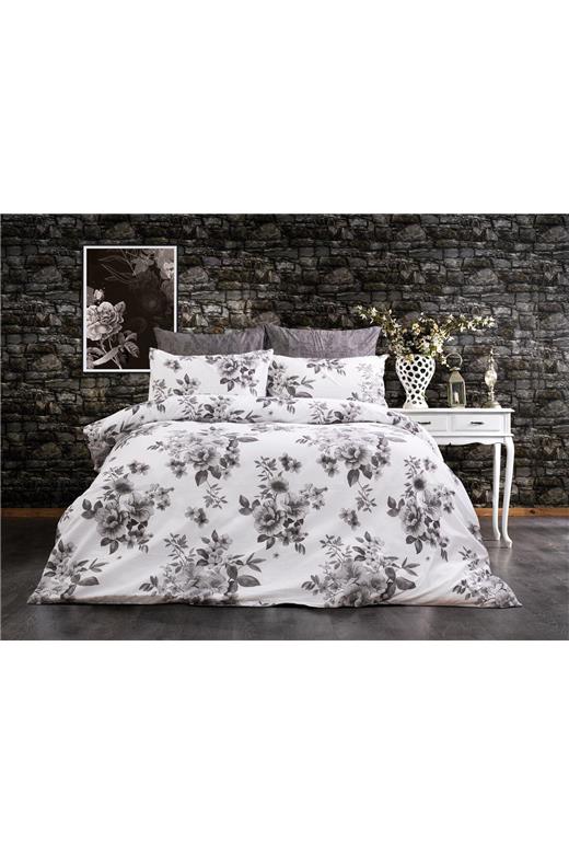 Παπλωματοθήκη Εμπριμέ Βερονίκη 487 160X240 White-Grey 70/30 Cott/Pol