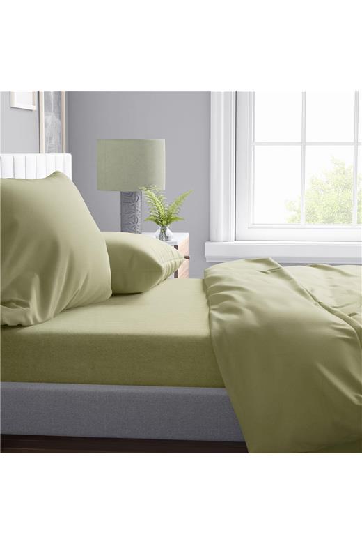 Σεντόνια Σετ 4 τεμ Solid 504 220X240 Olive 100% Cotton