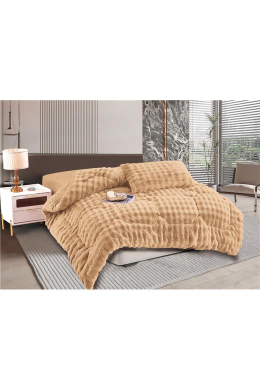 Κουβερτοπάπλωμα burble (220cm x 240cm) ανοιχτό καφέ 