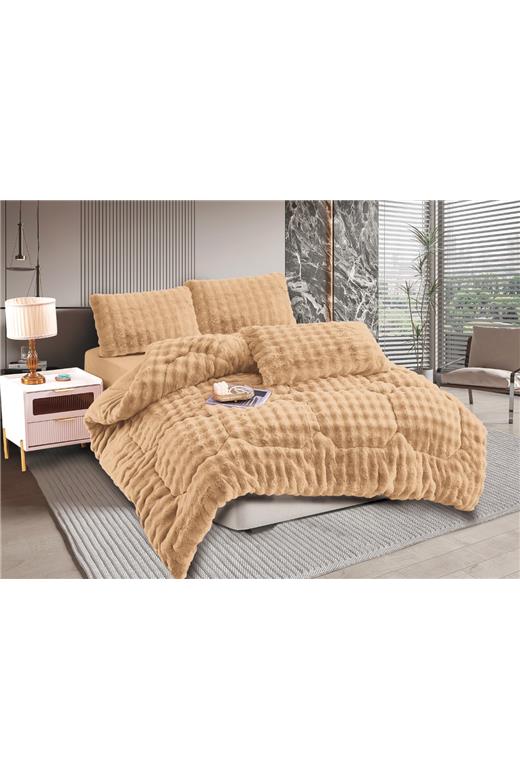 Κουβερτοπάπλωμα burble (240cm x 260cm +2 x50cm x 70cm) ανοιχτό καφέ 