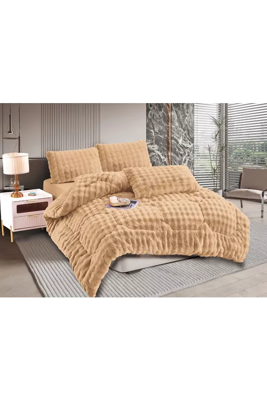 Κουβερτοπάπλωμα burble (240cm x 260cm +2 x50cm x 70cm) ανοιχτό καφέ 