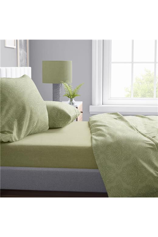 Παπλωματοθήκη Εμπριμέ Άρτεμις 704 220X240 Light Olive 100% Cotton