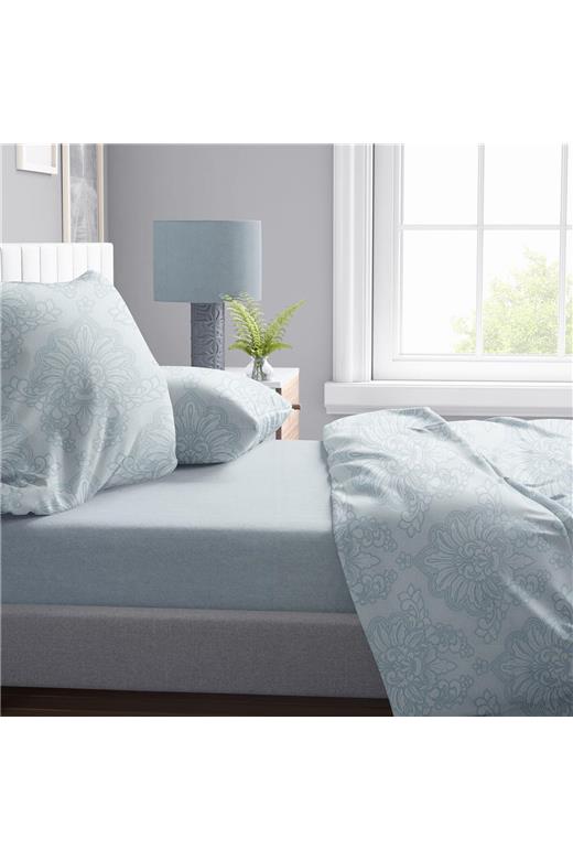 Παπλωματοθήκη Εμπριμέ Άρτεμις 705 220X240 Light Blue-Grey 100% Cotton