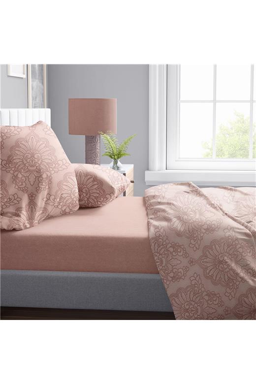 Σεντόνια Εμπριμέ Σετ 4 τεμ Άρτεμις 703 220X240 Dusty Rose 100% Cotton