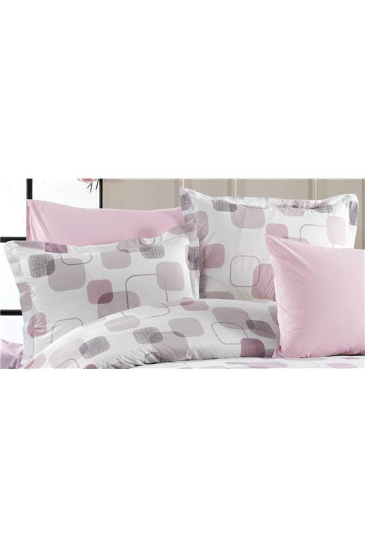 Μαξιλαροθήκη Εμπριμέ Μελίνα 709 50X70 White-Lilac 100% Cotton