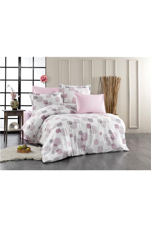 Παπλωματοθήκη Εμπριμέ Μελίνα 709 160X240 White-Lilac 100% Cotton