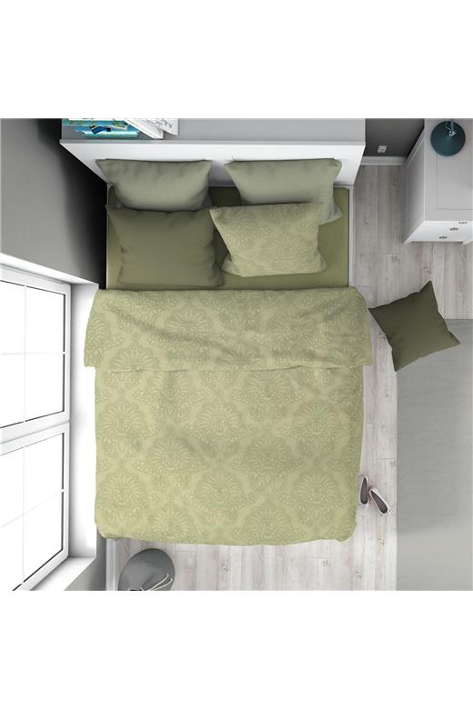 Παπλωματοθήκη Εμπριμέ Άρτεμις 704 160X240 Light Olive 100% Cotton