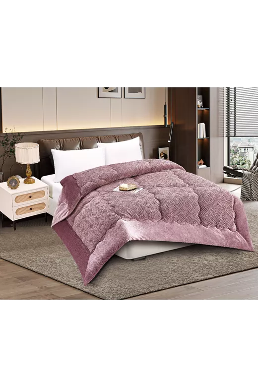 Κουβερτοπάπλωμα pv plush (220cm x 240cm) rust red