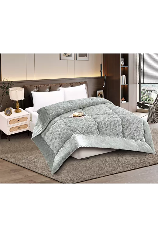 Κουβερτοπάπλωμα pv plush (240cm x 260cm) blue silver