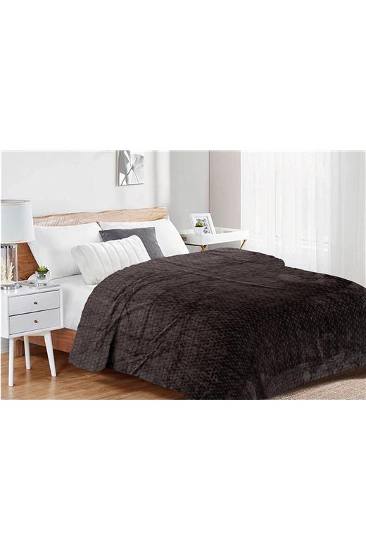Κουβέρτα Coral Fleece Jacquard Brick 08 220X240 Grey-Black 100% Polyester