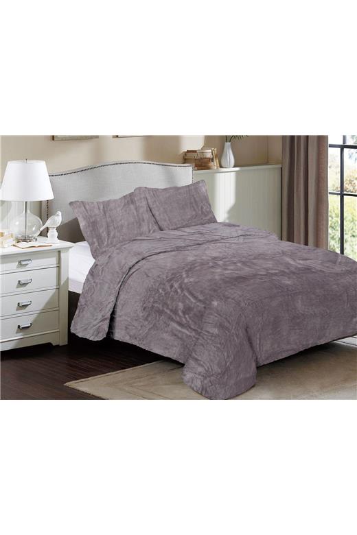 Κουβέρτα Coral Fleece Solid 06 160X220 Grey 100% Polyester