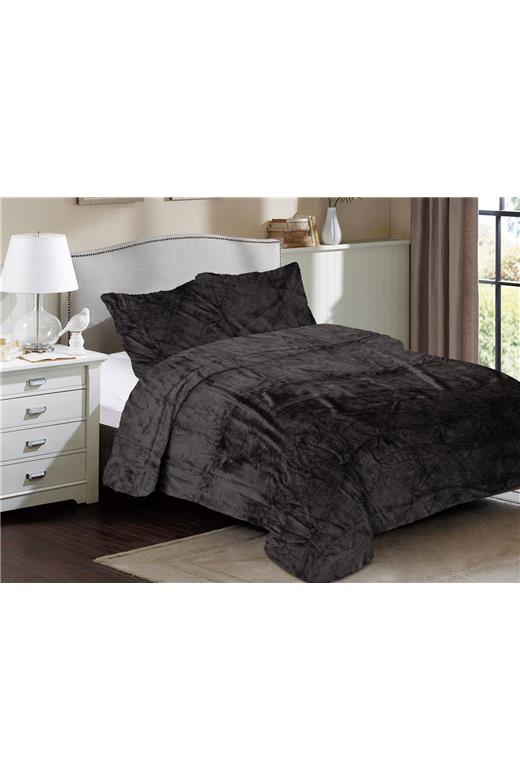 Κουβέρτα Coral Fleece Solid 08 160X220 Grey-Black 100% Polyester