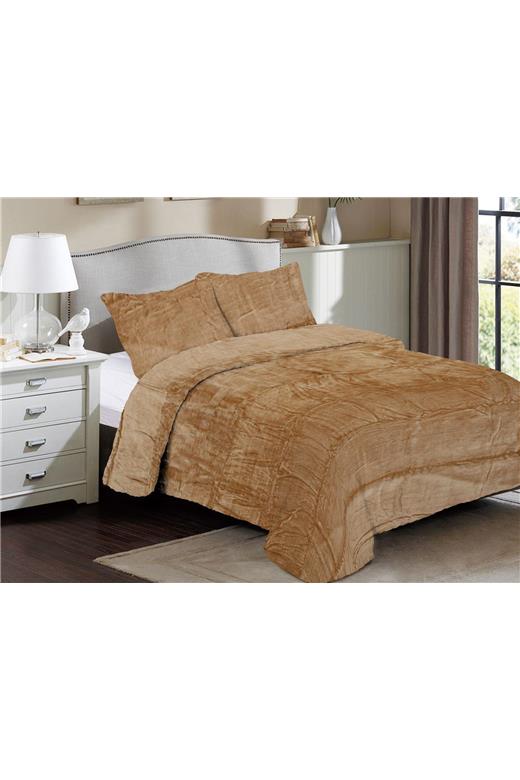 Κουβέρτα Coral Fleece Solid 02 220X240 Beige 100% Polyester