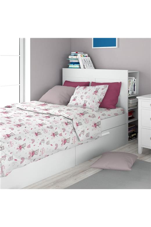 Σεντόνια Εμπριμέ Σετ 2 τεμ kids Cloudy Bear 582 160X240 White-Pink 100% Cotton